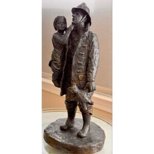 Vintage Michael Garman Firefighter Child Sculpture Signed 1986 14”